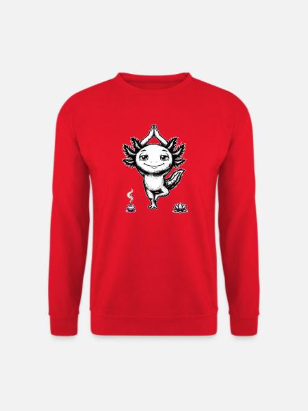 Yoga Axolotl Meditation – Namaste Cute Art - Unisex Pullover - Rot