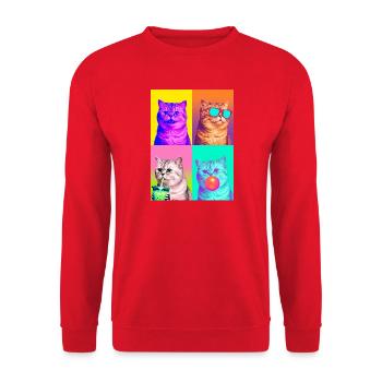 Katzen Perser Katze - Unisex Pullover - Rot - Vorne - Alina (178cm) & Michal (187cm)