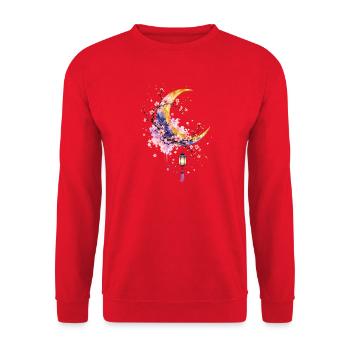 Mondsichel Sakura Laterne - Unisex Pullover - Rot - Vorne - Alina (178cm) & Michal (187cm)