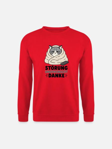 Störung unerwünscht danke – Grantige Katze Shirt - Unisex Pullover - Rot