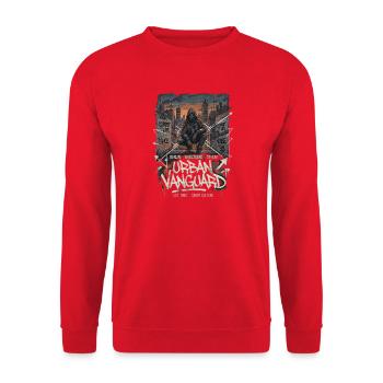 Urban Vanguard Berlin Graffiti Stil - Unisex Pullover - Rot - Vorne - Alina (178cm) & Michal (187cm)