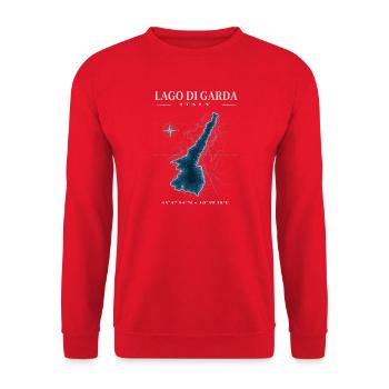 Gardasee Lago di Garda Italien Topografie Karte - Unisex Pullover - Rot - Vorne - Alina (178cm) & Michal (187cm)