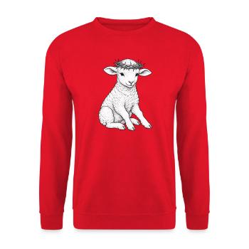 Lamm Gottes – Hoffnung - Unisex Pullover - Rot - Vorne - Alina (178cm) & Michal (187cm)
