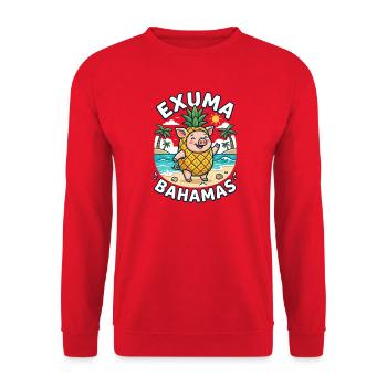Exuma Bahamas Ananas Schwein - Unisex Pullover - Rot - Vorne - Alina (178cm) & Michal (187cm)