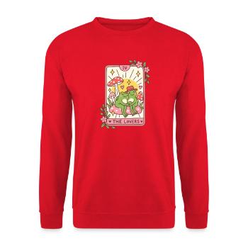 Die liebenden niedlichen Frösche Tarotkarte - Unisex Pullover - Rot - Vorne - Alina (178cm) & Michal (187cm)