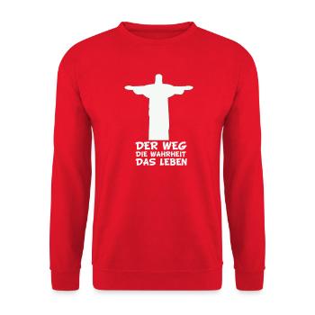 Der Weg Die Wahrheit Das Leben - Unisex Pullover - Rot - Vorne - Alina (178cm) & Michal (187cm)