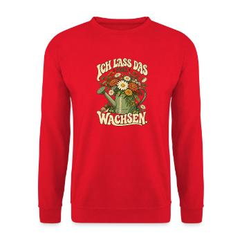 Garten – Ich lass das kurz wachsen - Unisex Pullover - Rot - Vorne - Alina (178cm) & Michal (187cm)