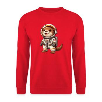 Otter Astronaut im Weltraum Cartoon - Unisex Pullover - Rot - Vorne - Alina (178cm) & Michal (187cm)