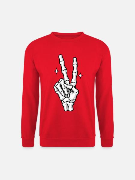 Skelett-Hand Rockzeichen Glow - Unisex Pullover - Rot