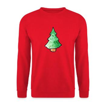 Aquarell-Kiefernbaum-Weihnachtstee - Unisex Pullover - Rot - Vorne - Alina (178cm) & Michal (187cm)