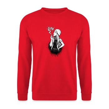  1200 smoking Lady Herzchenrauch - Unisex Pullover - Rot - Vorne - Alina (178cm) & Michal (187cm)