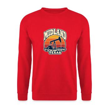 Texas Midland Ölpumpen Sunset - Unisex Pullover - Rot - Vorne - Alina (178cm) & Michal (187cm)