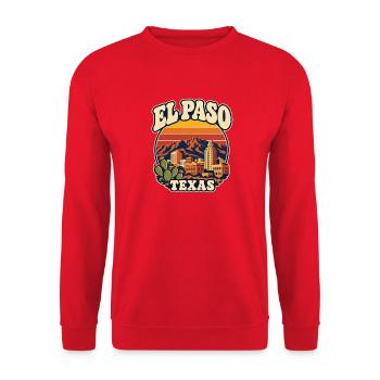 Texas El Paso Retro Skyline Sonnenuntergang - Unisex Pullover - Rot - Vorne - Alina (178cm) & Michal (187cm)