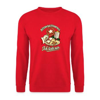 Plätzchen Qualitätskontrolle - Unisex Pullover - Rot - Vorne - Alina (178cm) & Michal (187cm)