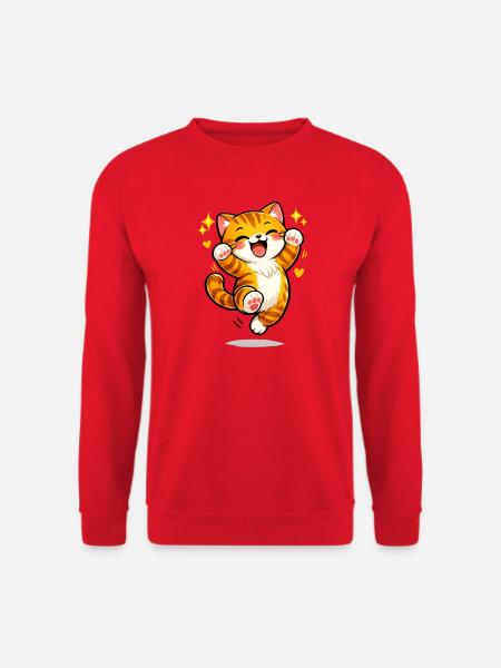 Freudige orangefarbene Katzensprung - Unisex Pullover - Rot