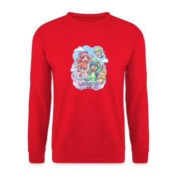 Niedliche Grafiken Gaming-Level Up, los geht's - Unisex Pullover - Rot - Vorne - Alina (178cm) & Michal (187cm)