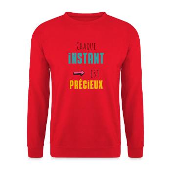 Chaque instant est précieux - Sweat-shirt Unisexe - rouge - Devant - Alina (178cm) & Michal (187cm)