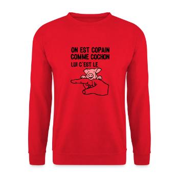 copain comme cochon citation expression doigt - Sweat-shirt Unisexe - rouge - Devant - Alina (178cm) & Michal (187cm)