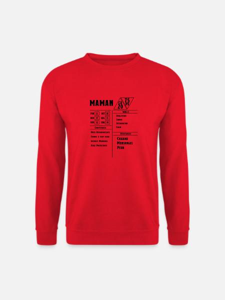 MAMAN Fiche Stats JDR RPG - Sweat-shirt Unisexe - rouge