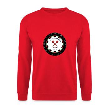 Ich liebe Darts - Unisex Pullover - Rot - Vorne - Alina (178cm) & Michal (187cm)