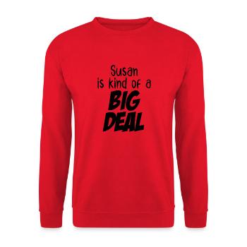 Susan ist eine große Sache - Unisex Pullover - Rot - Vorne - Alina (178cm) & Michal (187cm)