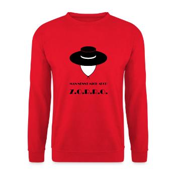 Man nennt mich auch Z.O.R.R.O. - Unisex Pullover - Rot - Vorne - Alina (178cm) & Michal (187cm)