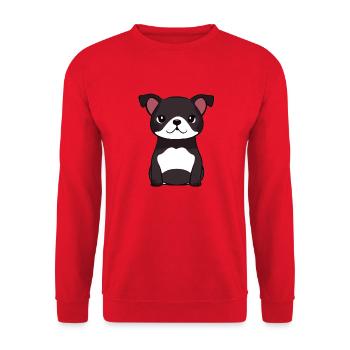 Cute Beautiful Chibi Baby Dog - Unisex Sweatshirt - red - Front - Alina (178cm) & Michal (187cm)