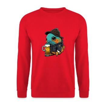 Poisson rouge avec motif sucré à la bière - Sweat-shirt Unisexe - rouge - Devant - Alina (178cm) & Michal (187cm)