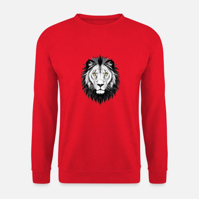 Schwarz-weißer Löwenkopf - Unisex Pullover - Rot