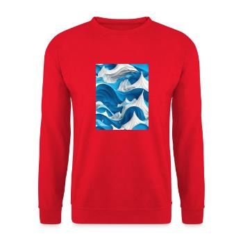 Ocean Waves 3D Paper - Unisex Sweatshirt - red - Front - Alina (178cm) & Michal (187cm)