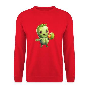 Green Alien Meets Avocado: Healthy - Unisex Sweatshirt - red - Front - Alina (178cm) & Michal (187cm)