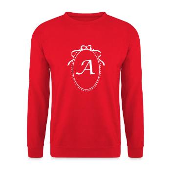 Lettre a ruban vintage -idée cadeau - Sweat-shirt Unisexe - rouge - Devant - Alina (178cm) & Michal (187cm)