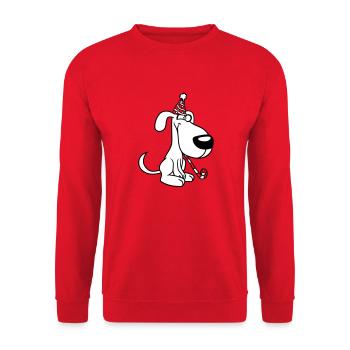 Dog Birthday New Year's Eve Party Hat Celebrate Toad - Unisex Sweatshirt - red - Front - Alina (178cm) & Michal (187cm)