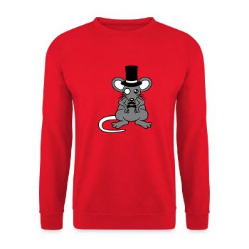 Mr. Mouse Top Hat Monocle Glasses Rich Mr. - Unisex Sweatshirt - red - Front - Alina (178cm) & Michal (187cm)