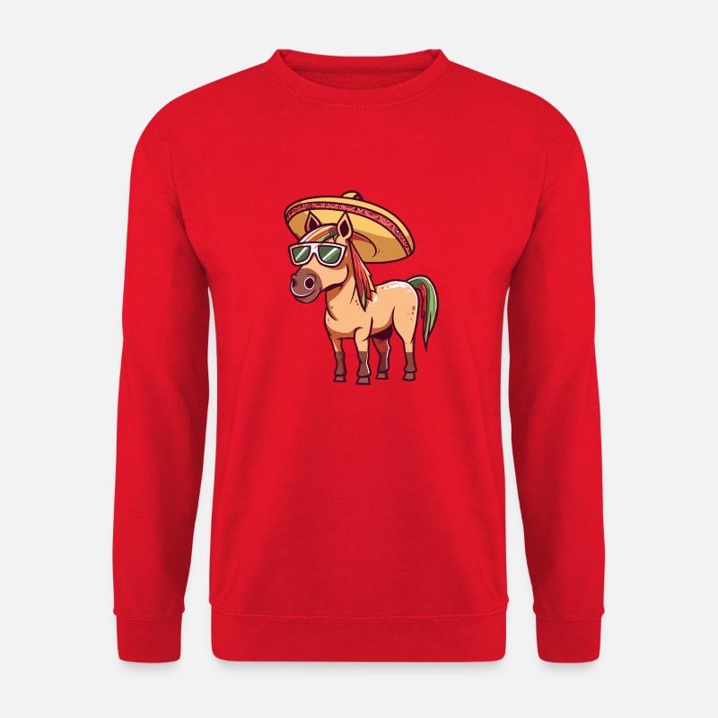 Pferd Lustig Sombrero - Unisex Pullover - Rot