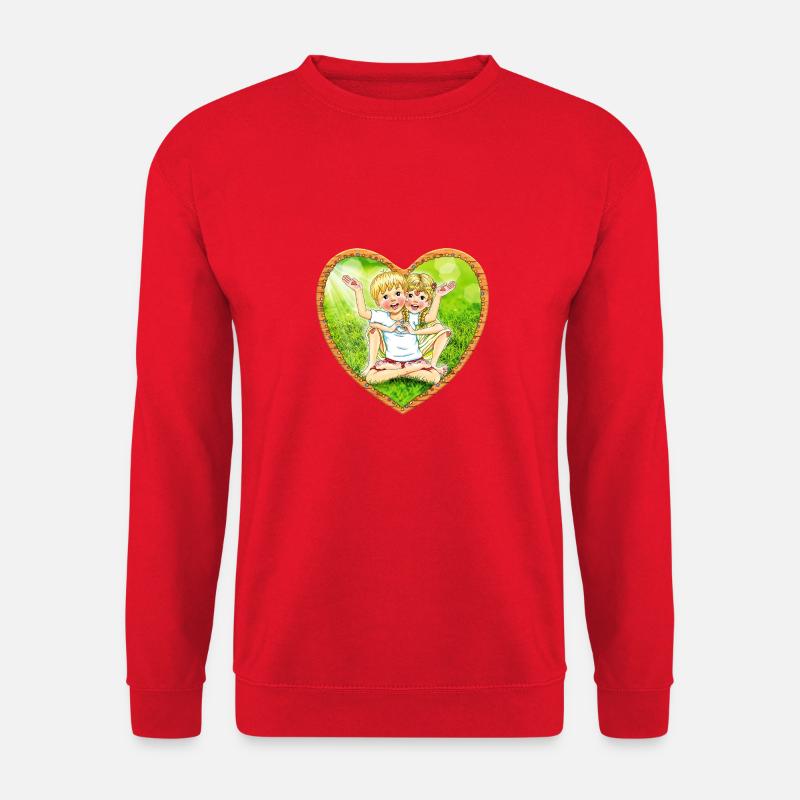 Herz-Barfuß-Zwillingsgeschwister - Unisex Pullover - Rot