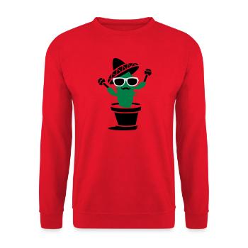 Cactus with sombrero and maracas - Unisex Sweatshirt - red - Front - Alina (178cm) & Michal (187cm)