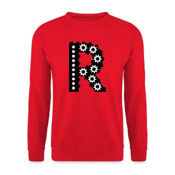 Letter R - Unisex Sweatshirt - red - Front - Alina (178cm) & Michal (187cm)