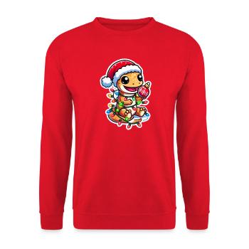 Christmas Gecko Gleg - Unisex Pullover - Rot - Vorne - Alina (178cm) & Michal (187cm)