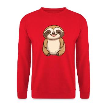 Cute Relaxed Happy Sloth - Adorable Cartoon Design - Unisex Sweatshirt - red - Front - Alina (178cm) & Michal (187cm)