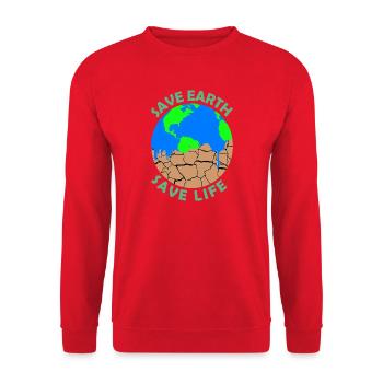 Rette die Erde und rette Leben - Unisex Pullover - Rot - Vorne - Alina (178cm) & Michal (187cm)