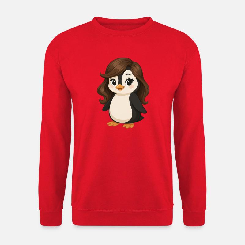 Niedlicher Pinguin Mädchen Cartoon Frau - Unisex Pullover - Rot