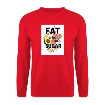 Gesunde Alternative mit Avocado und Fleisch, Keto - Unisex Pullover - Rot - Vorne - Alina (178cm) & Michal (187cm)