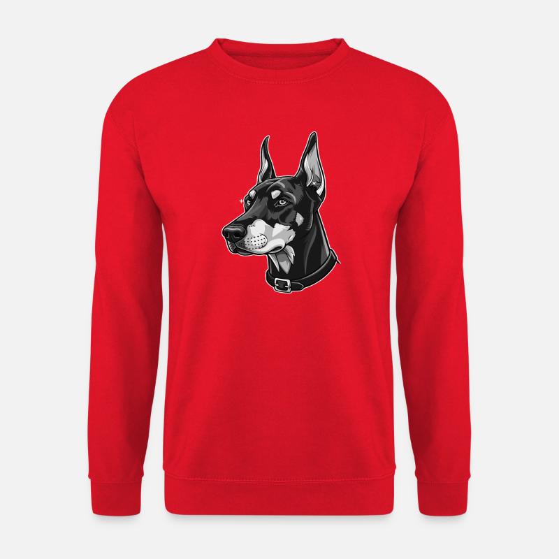Elegantes Dobermann-Porträt - Unisex Pullover - Rot
