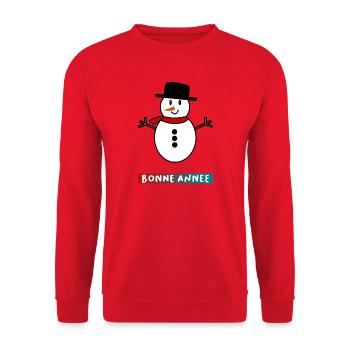 ALLES GUTE ZUM NEUEN JAHR. SILVESTER. NEUJAHR - Unisex Pullover - Rot - Vorne - Alina (178cm) & Michal (187cm)