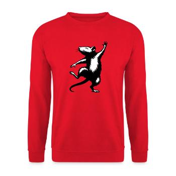 Motif de rat stylisé en noir et blanc - Sweat-shirt Unisexe - rouge - Devant - Alina (178cm) & Michal (187cm)