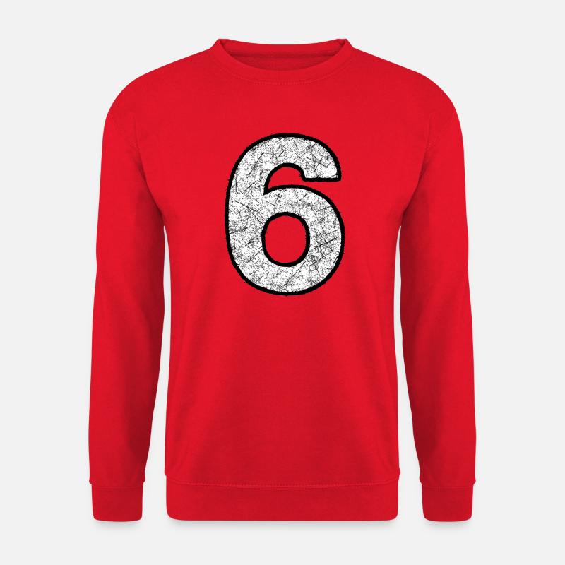 Sechs Ziffer mit Kratztextur - Unisex Pullover - Rot
