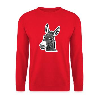 Donkey Head – Expressive & Sympathetic - Unisex Sweatshirt - red - Front - Alina (178cm) & Michal (187cm)