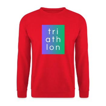 Triathlon - Schönes Desing mit Neon-Farben - Unisex Pullover - Rot - Vorne - Alina (178cm) & Michal (187cm)