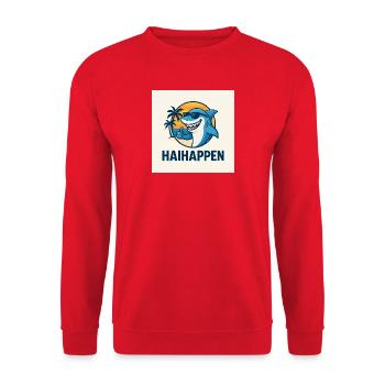 HaiHappen Strandshark Sonnenbrille - Unisex Pullover - Rot - Vorne - Alina (178cm) & Michal (187cm)